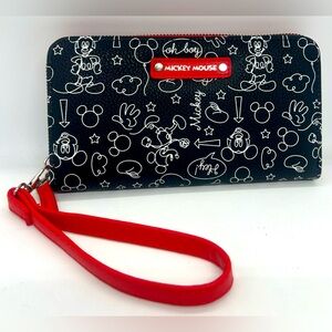 Disney Mickey Mouse Zip-Around Wristlet/Wallet, EUC.
